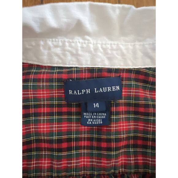 Polo Ralph Lauren Vintage Casual dress Wanita red plaid Size 14 A001819 - Picture 3 of 7